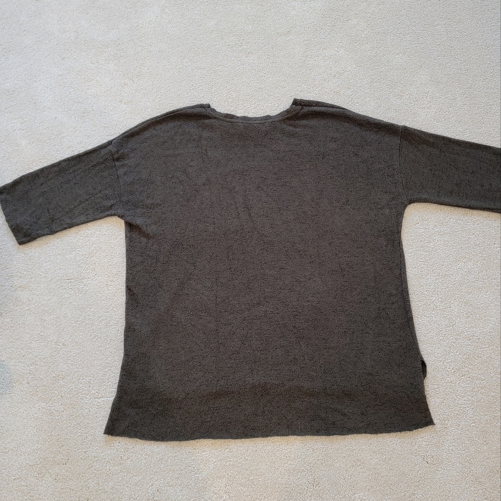 Anthropologie Philosophy Inside Out Oversized 1/2 Sleeve Pocket Moss Sweater - Picture 10 of 10